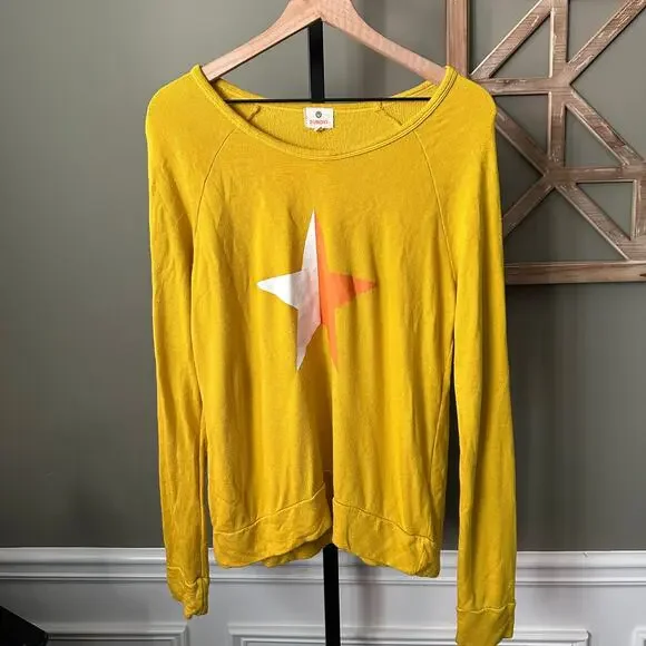 Anthropologie Sundry Texas Star Mustard Sweatshirt, size S - Picture 2 of 6